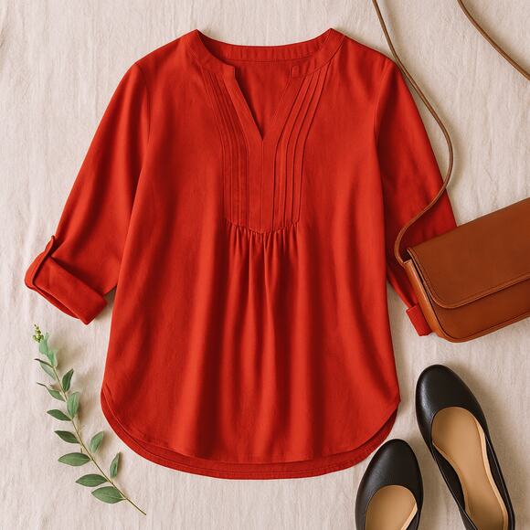 Susan Graver Tunic Top Coral Orange Size 4 New - Picture 2 of 10